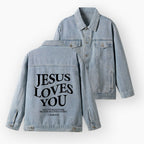 Jesus Loves You Christian Denim Jacket