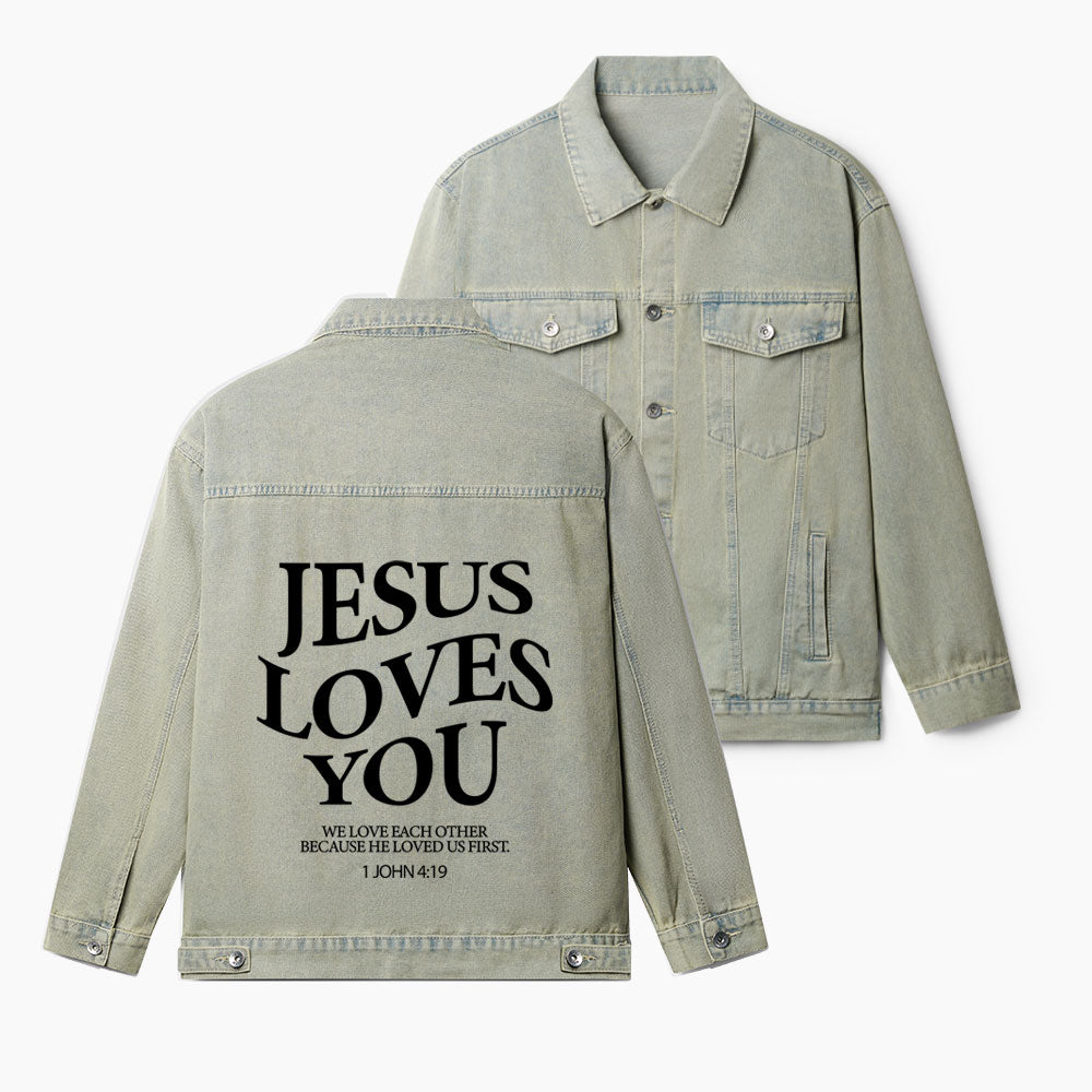Jesus Loves You Christian Denim Jacket