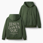 Jesus Loves You Christian Fleece-Lined Full-Zip Hoodie