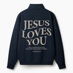 Jesus Loves You Christian Half Zip Fleece Sweatshirt