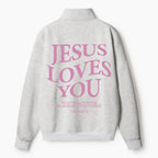 Jesus Loves You Christian Half Zip Fleece Sweatshirt
