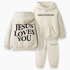 Jesus Loves You Christian Kid Fleece Hoodie Set