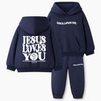 Jesus Loves You Christian Kid Fleece Hoodie Set