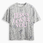 Jesus Loves You Christian Puff Printed Camo T-Shirt