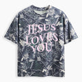 Jesus Loves You Christian Puff Printed Camo T-Shirt