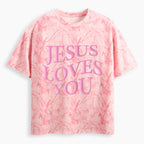 Jesus Loves You Christian Puff Printed Camo T-Shirt