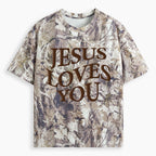 Jesus Loves You Christian Puff Printed Camo T-Shirt