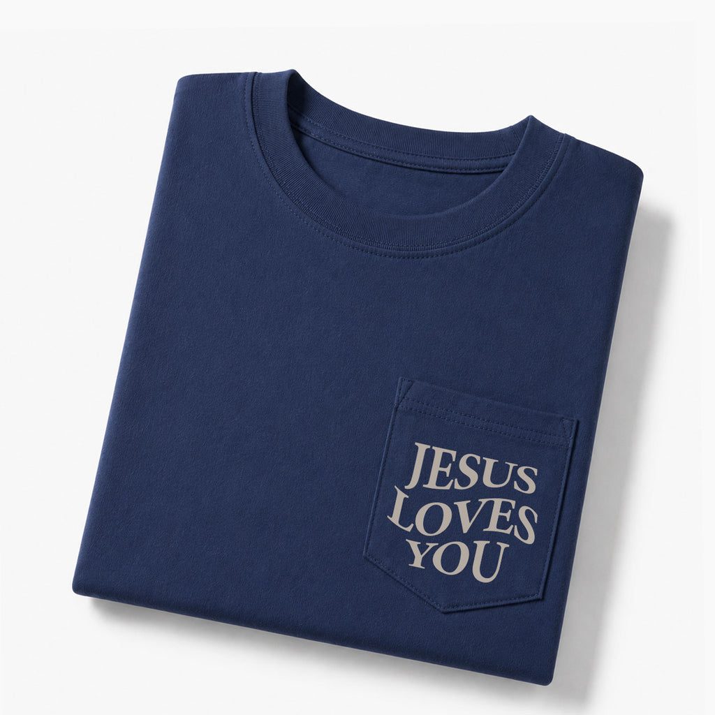 Jesus Loves You Christian Unisex Pocket T-Shirt