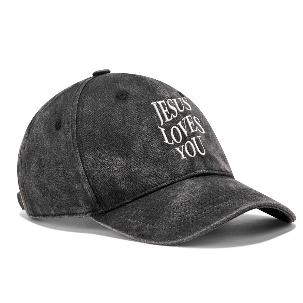 Jesus Loves You Christian Washed Hat