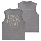 Jesus Loves You Christian Washed Tank Top
