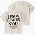 Jesus Loves You Christian Washed V-Neck T-Shirt