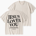 Jesus Loves You Christian Washed V-Neck T-Shirt