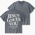 Jesus Loves You Christian Washed V-Neck T-Shirt
