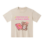 Jesus Loves You So Bear-y Much Kid Washed T-Shirt