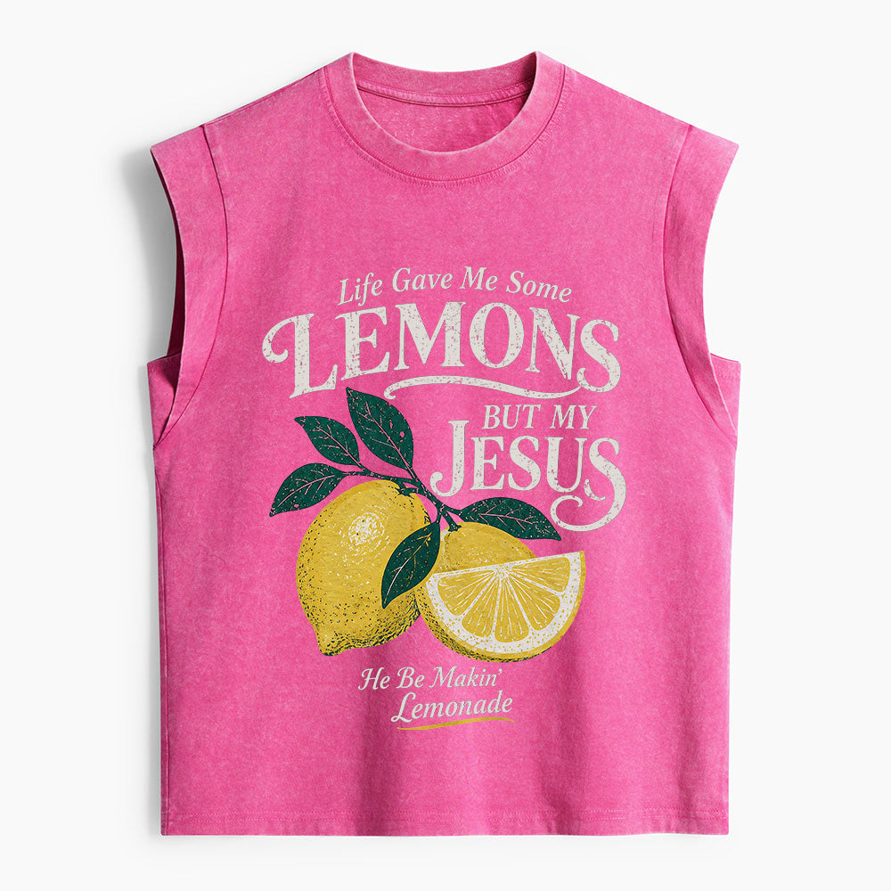 Jesus Makin' Lemonade Christian Women's Washed Tank Top