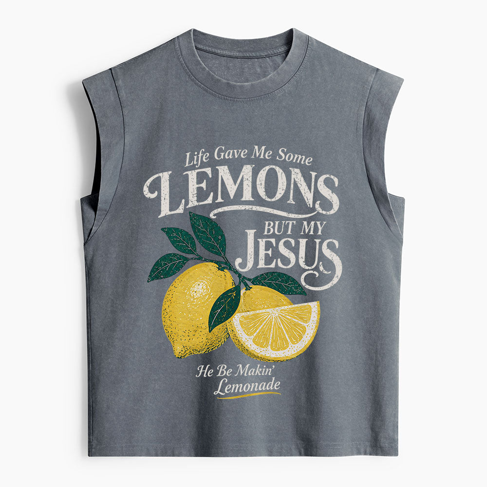 Jesus Makin' Lemonade Christian Women's Washed Tank Top