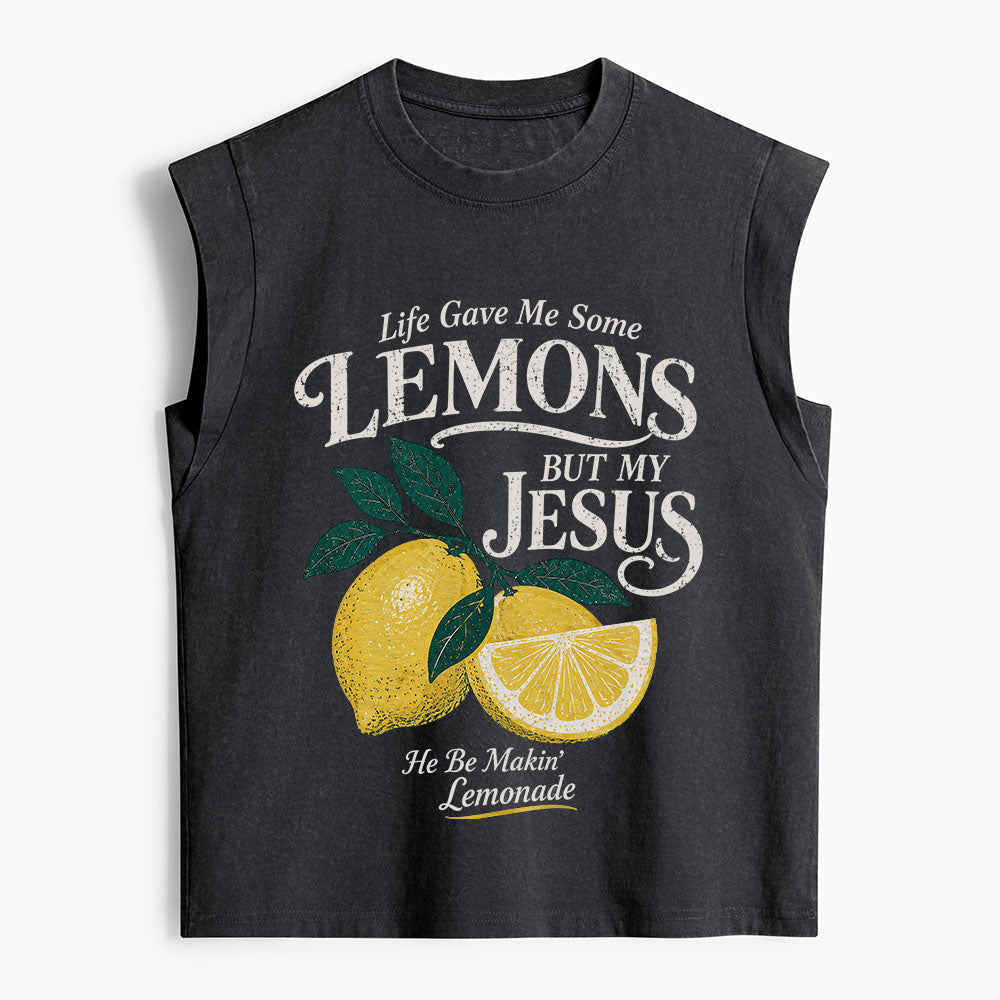 Jesus Makin' Lemonade Christian Women's Washed Tank Top