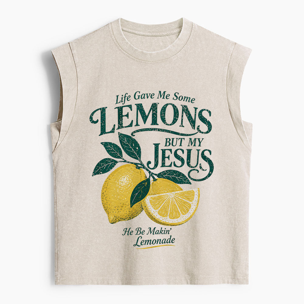 Jesus Makin' Lemonade Christian Women's Washed Tank Top