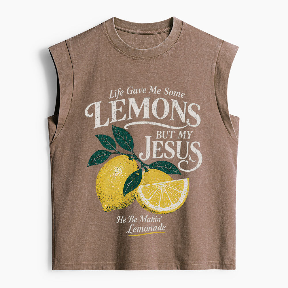 Jesus Makin' Lemonade Christian Women's Washed Tank Top