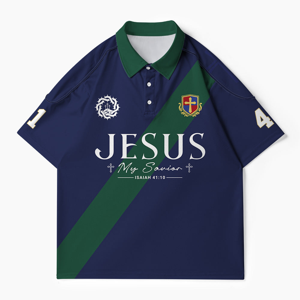 Jesus My Savior Christian Buttoned Polo Jersey