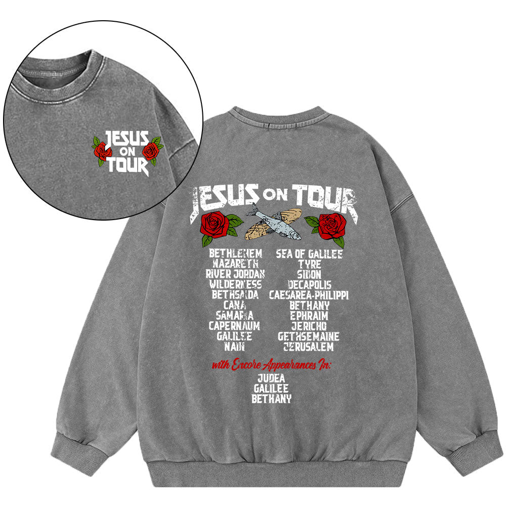 Jesus On Tour Christian Washed Sweatshirt