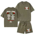 Jesus On Tour Christian Washed T-Shirt & Shorts