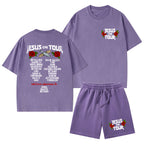 Jesus On Tour Christian Washed T-Shirt & Shorts