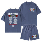 Jesus On Tour Christian Washed T-Shirt & Shorts