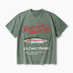 Jesus Said Follow Me Christian Washed V-Neck T-Shirt