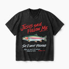 Jesus Said Follow Me Christian Washed V-Neck T-Shirt