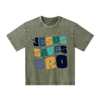 Jesus Saves Bro Christian Kid Washed T-Shirt