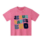 Jesus Saves Bro Christian Kid Washed T-Shirt