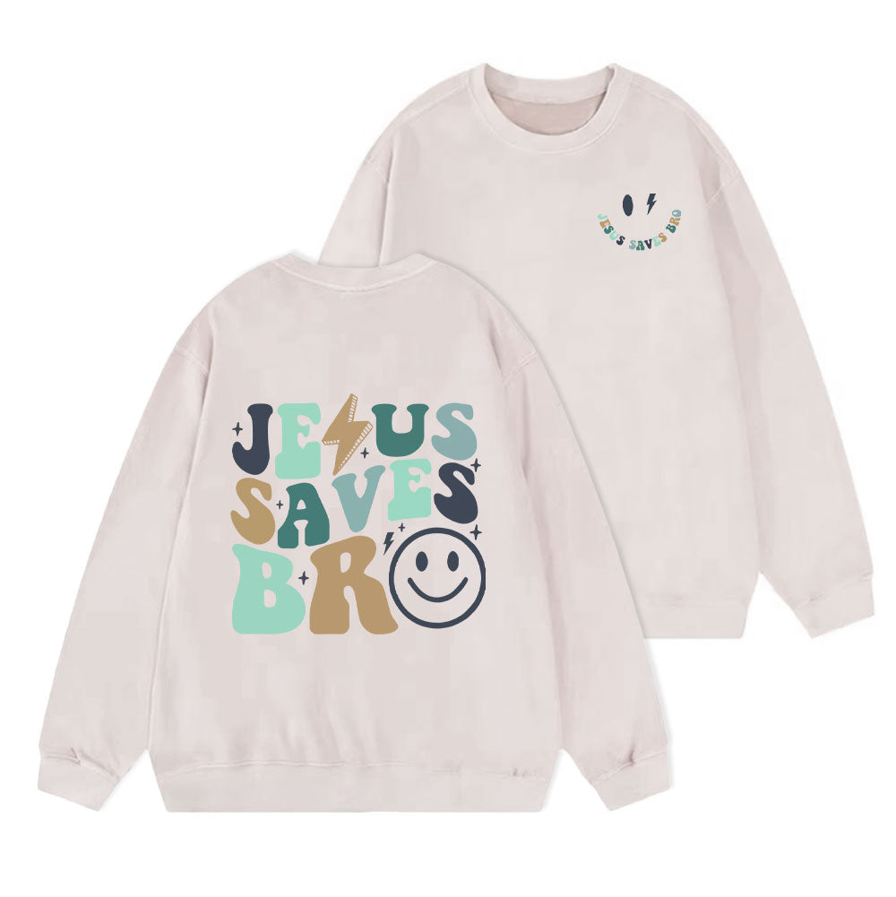 Jesus Saves Bro Christian Washed Sweatshirt