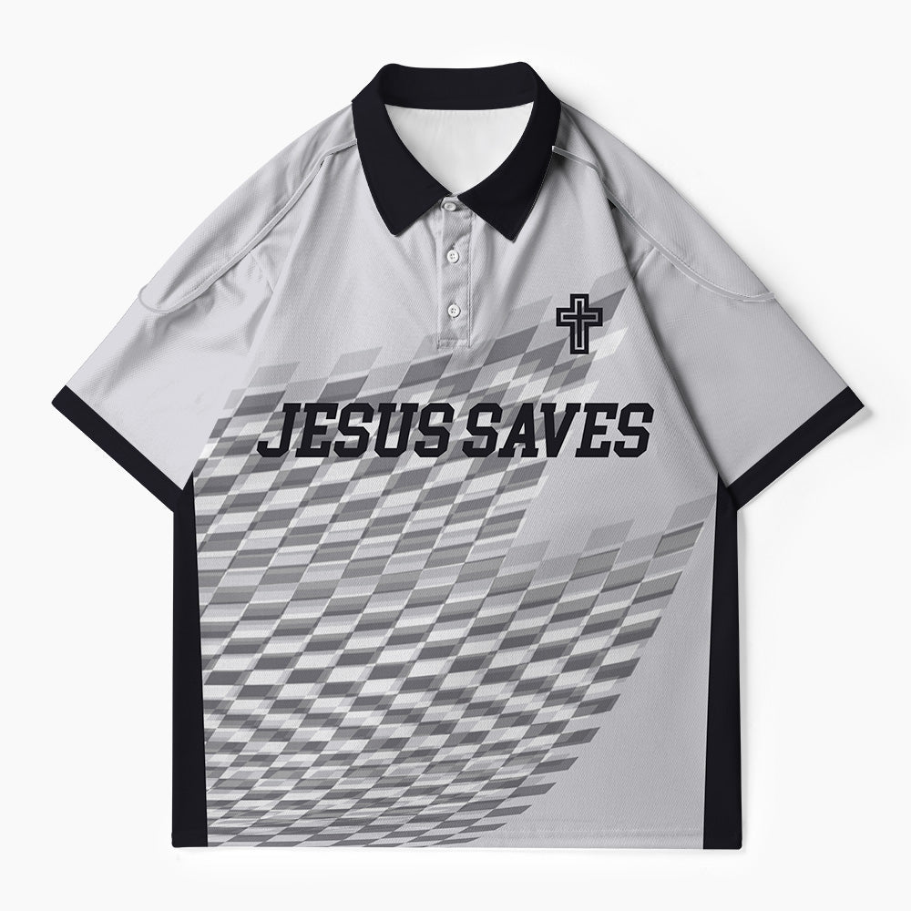 Jesus Saves Christian Buttoned Polo Jersey
