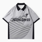 Jesus Saves Christian Buttoned Polo Jersey