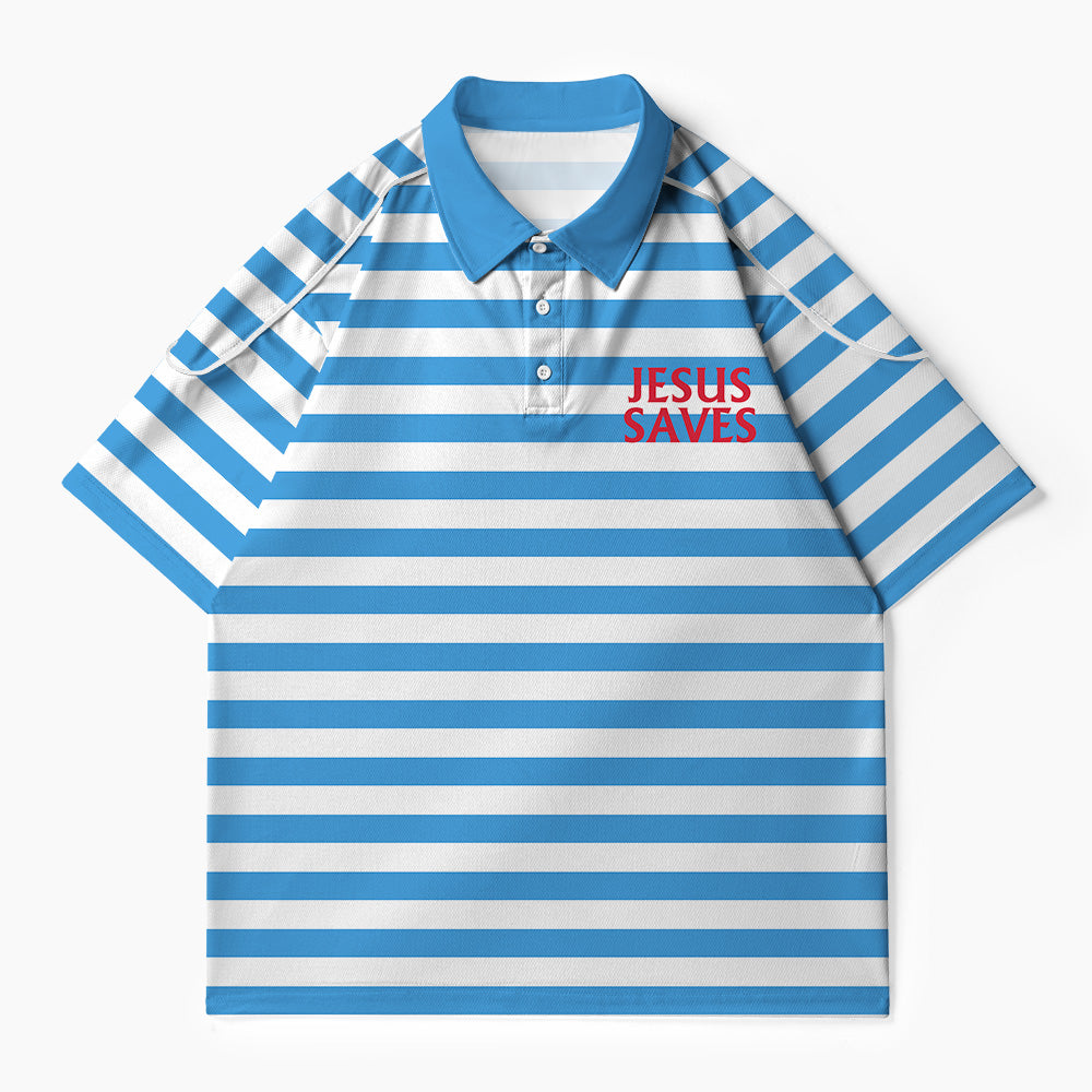 Jesus Saves Christian Buttoned Polo Jersey