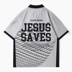 Jesus Saves Christian Buttoned Polo Jersey