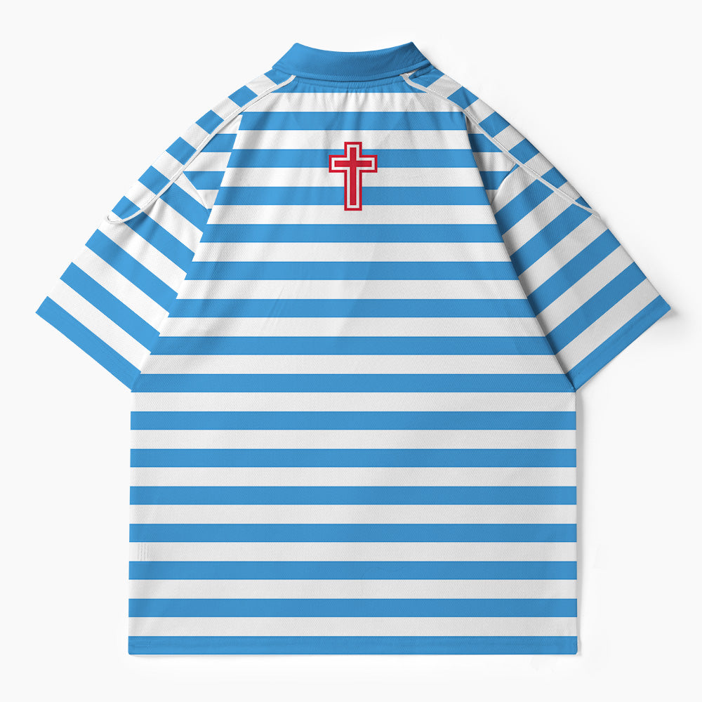 Jesus Saves Christian Buttoned Polo Jersey