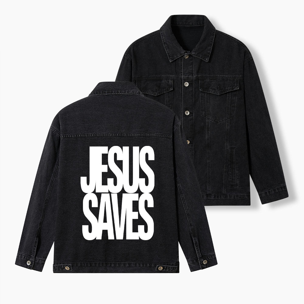 Jesus Saves Christian Denim Jacket