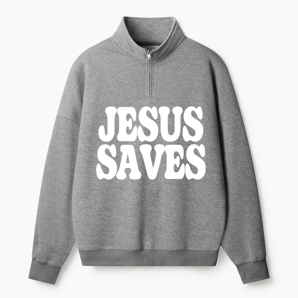 Jesus Saves Christian Half Zip Fleece Sweatshirt