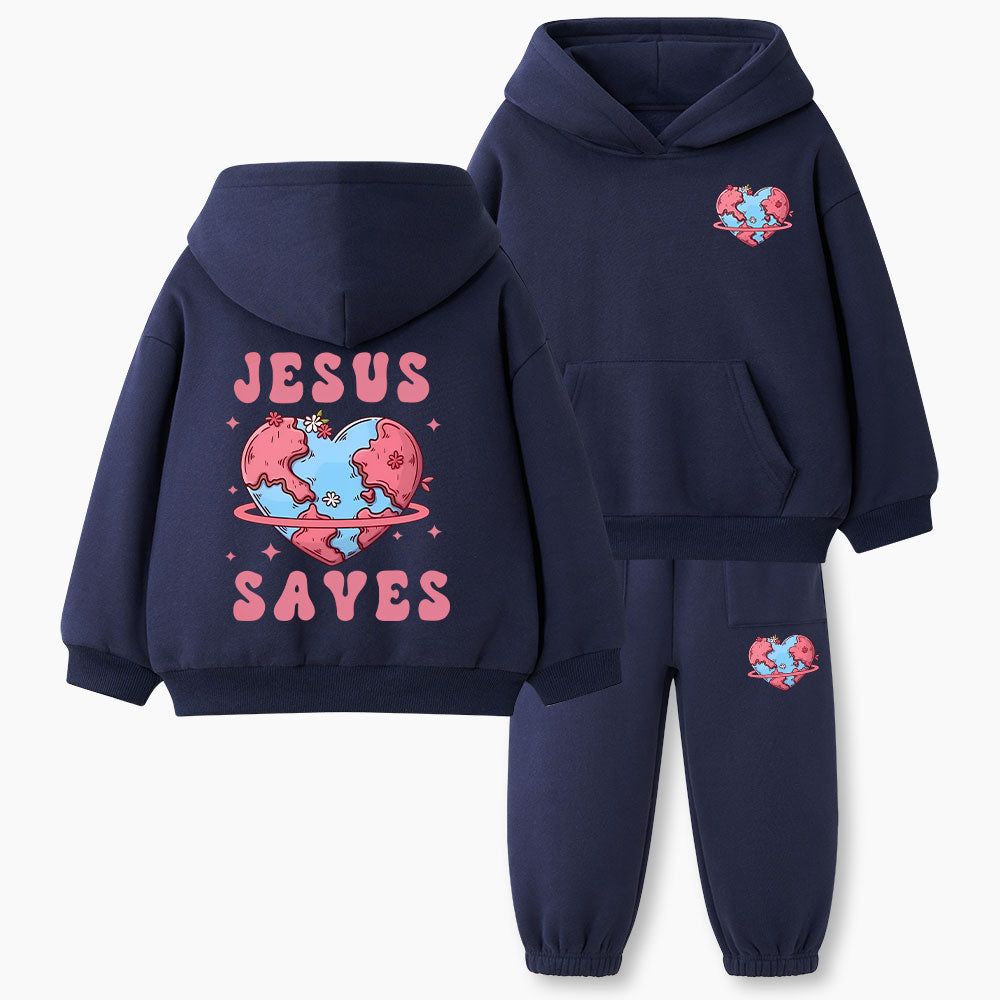 Jesus Saves Christian Kid Fleece Hoodie Set