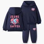Jesus Saves Christian Kid Fleece Hoodie Set