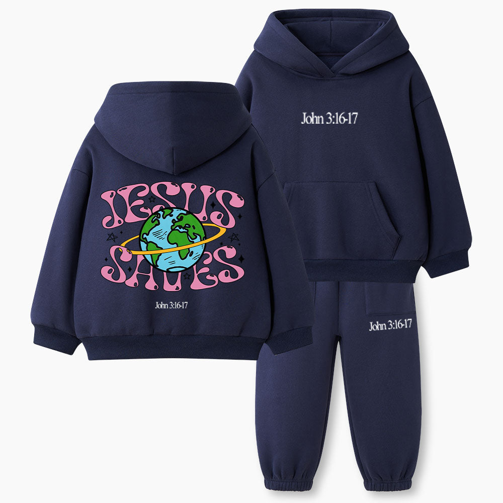 Jesus Saves Christian Kid Fleece Hoodie Set
