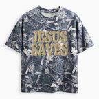 Jesus Saves Christian Puff Printed Camo T-Shirt