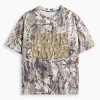 Jesus Saves Christian Puff Printed Camo T-Shirt