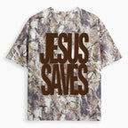 Jesus Saves Christian Puff Printed Camo T-Shirt