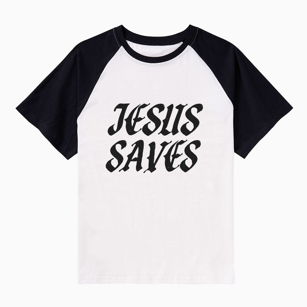 Jesus Saves Christian Raglan Sleeve T-Shirt