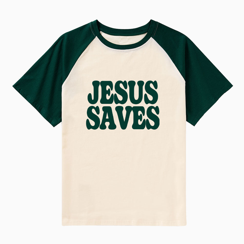 Jesus Saves Christian Raglan Sleeve T-Shirt