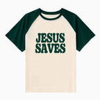 Jesus Saves Christian Raglan Sleeve T-Shirt