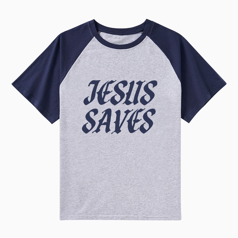 Jesus Saves Christian Raglan Sleeve T-Shirt